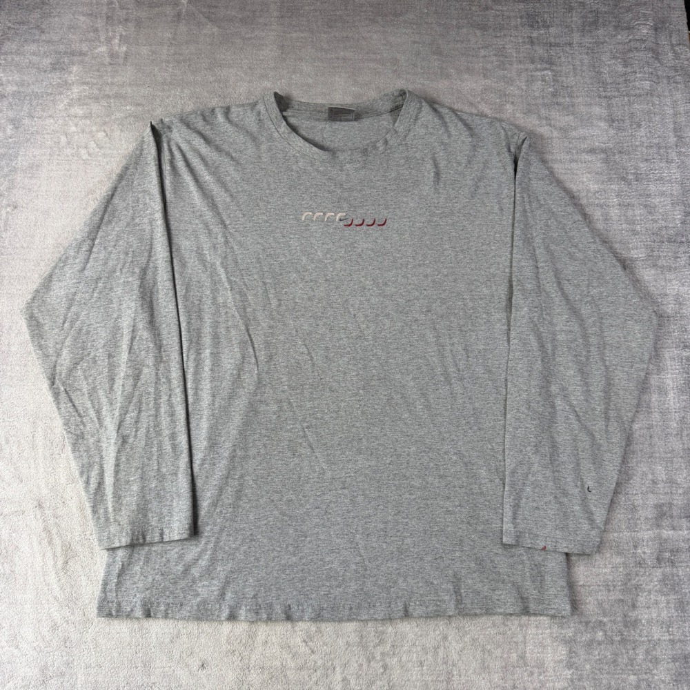 Nike Shirt Mens Large Grey Center Swoosh Long Sleeve Vtg Y2K Canada Made Tech